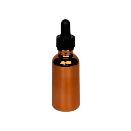 1 oz. (30 ml) Copper Boston Round Glass Bottle with Black Dropper 