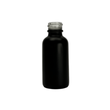 1 oz. (30 ml) Matte Black Boston Round Glass Bottle 20-400 Neck Finish