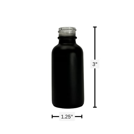 1 oz. (30 ml) Matte Black Boston Round Glass Bottle 20-400 Neck Finish