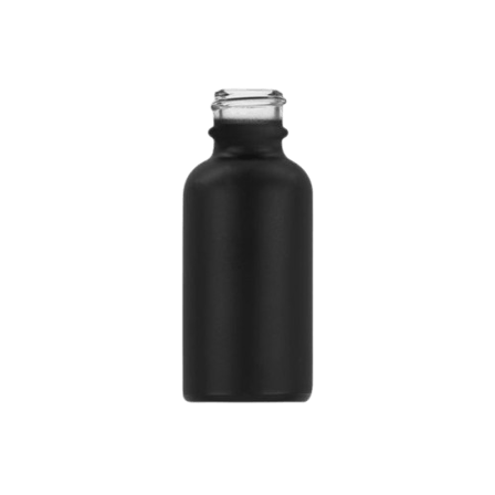 1oz Matte Black Boston Round Glass Bottle with 20-400 Neck Finish - (180/Case)