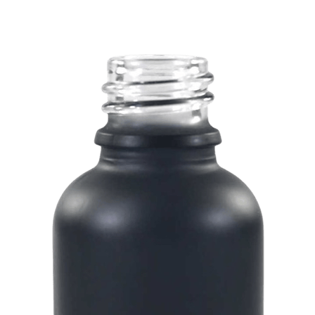 1oz Matte Black Boston Round Glass Bottle with 20-400 Neck Finish - (180/Case)
