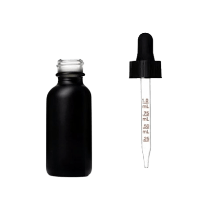 1oz Matte Black Boston Round Glass Bottle with 20-400 Neck Finish - (180/Case)