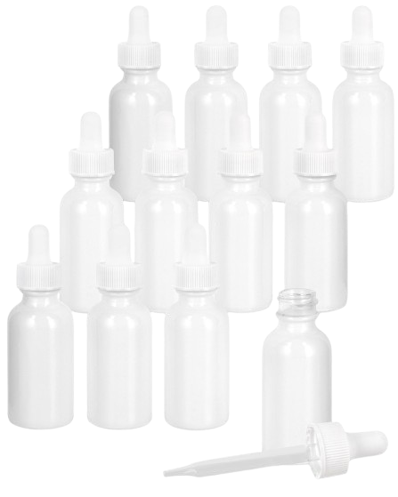 1oz Glossy White Boston Round Glass Bottle with 20-400 Neck Finish - (180/Case)