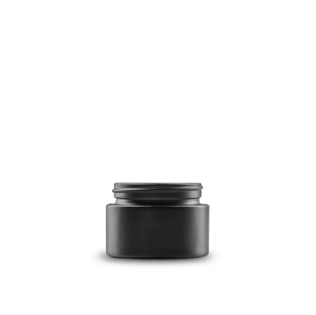 1 oz Black Frosted Glass Cylinder Low-Profile Jar 48-400 Neck Finish