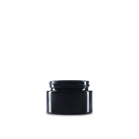 1 oz Black UV Glass Cylinder Low-Profile Jar 48-400 Neck Finish