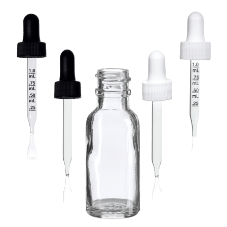 1 oz Clear Boston Round Glass Bottle with 20-400 Neck Finish - (360/Case)