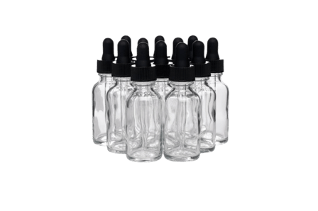1 oz Clear Boston Round Glass Bottle with 20-400 Neck Finish - (360/Case)