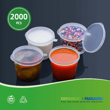 1 oz. Clear Plastic Portion Cups / Souffle Cups with Lids - (2000/Case)