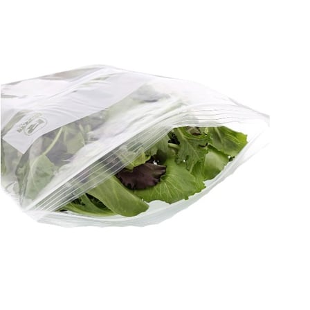 Fresh mixed salad greens in a 10.5 x 11 clear double zipper bag, one gallon.jpg