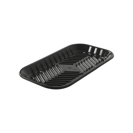 10" 13" x 5 1/2" x 4/5" Black PET plastic meat tray.png