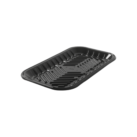 10 3/4" x 6" x 11/16" Black PET plastic meat tray.png