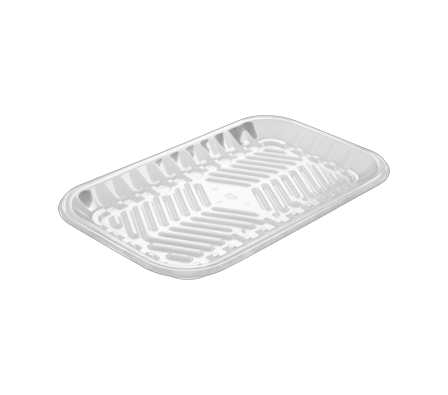 10 3/4'' x 6'' x 11/16'' Clear PET plastic meat tray.png