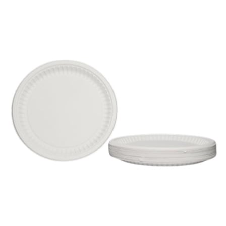 10-inch Heavy duty Compostable bagasse round plates, white.jpg