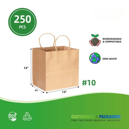 13" x 7" x 13" Brown paper shopping bag with handles​ shown with dimensions.jpg