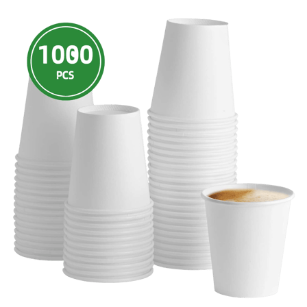 10 oz. White Poly Paper Hot Cups - (1000/Case)