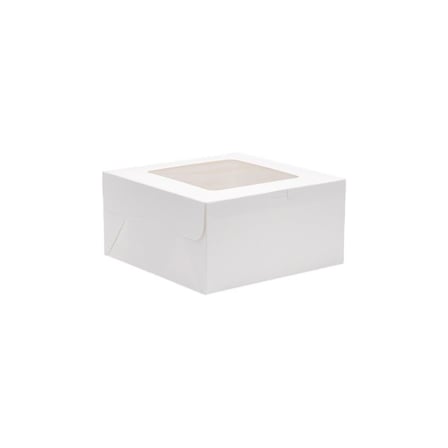 10 x 10 x 5 White Window Cake & Bakery Box, 1-Piece, Lock Corner.jpg