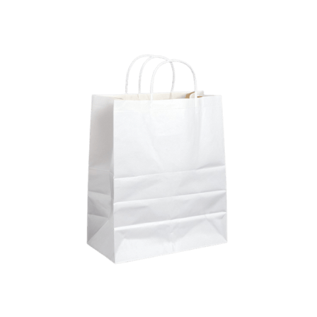 10"x5"x13" White Paper Customisable Shopping Bag with Handles