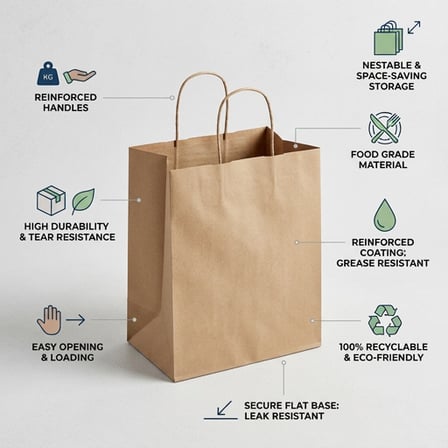 10 x 6.5 x 13 Kraft Paper Shopping Bag with Handles and Showing Specifications.png