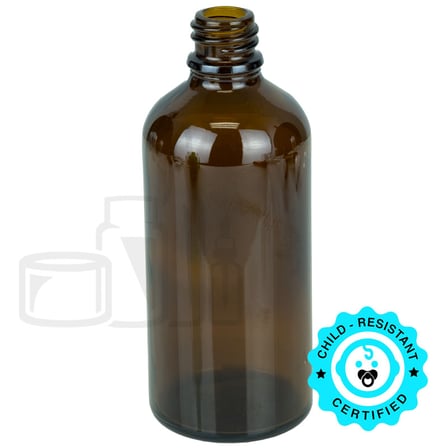 100ml Amber Glass Euro Round Bottle 18-415(140/case)