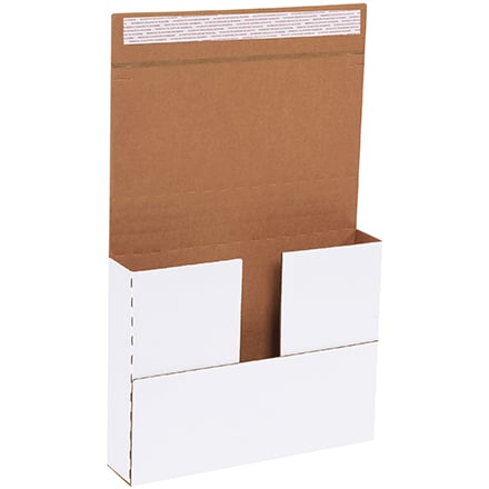11 1/8 x 8 5/8 x 2" White Deluxe Easy-Fold Mailers