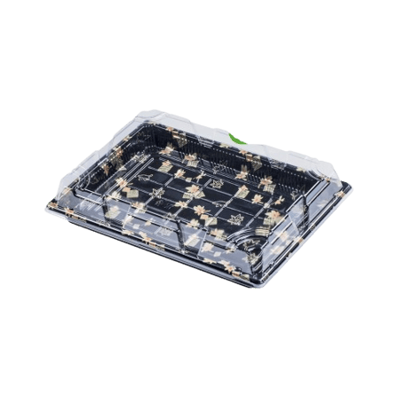 #11 Black PET plastic sushi container with clear lid 10.1" x 7.3" x 2".png