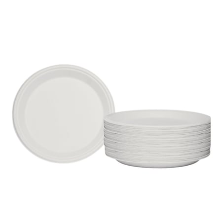 11-inch Heavy-duty Compostable bagasse round plates, white.jpg.jpg