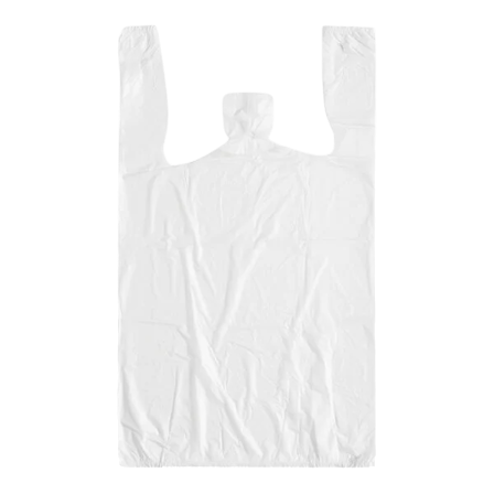 1/10 Small Size White Unprinted Standard-Duty T-Shirt Bag