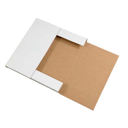 12 1/2 x 12 1/2 x 1" White Easy-Fold Mailers