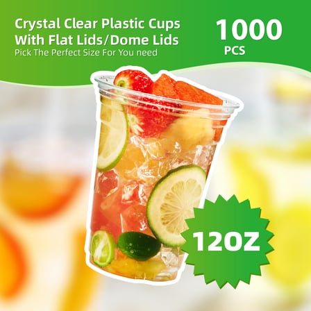 12 oz. Clear PET Plastic Cold Cups - (1000/Case)