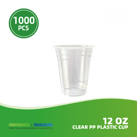 12 oz. Clear PP Plastic  Cold Cups - (1000/Case)