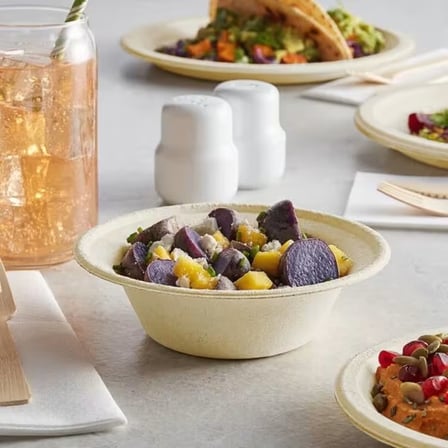 12 oz No PFAS Added Natural Bagasse Blend Bowl - 1000/Case