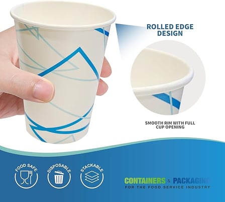 Hand holding a disposable paper cup featuring smooth rolled edge for easy sipping..jpg