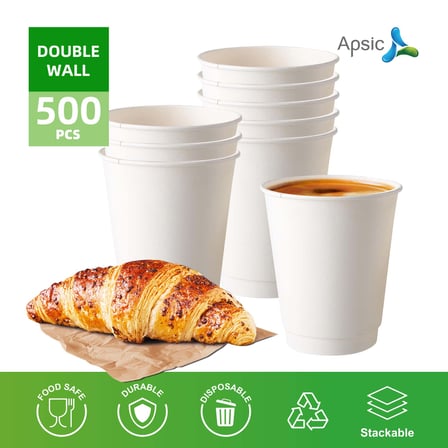 12 oz. White double wall paper coffee cups​ with croissant.jpg