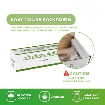 12" x 1000' Standard Duty Food Service Aluminum Foil Roll 16 Mic - (1 Roll)