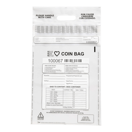 12.5" x 21.5" Clear Plastic coin deposit bag