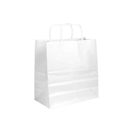 13"x7"x17" White Paper Customizable Shopping Bag with Handles