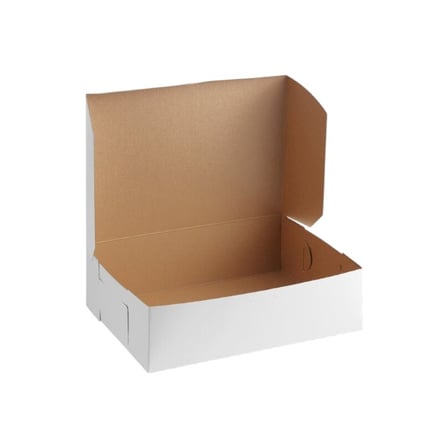 14 × 10 × 4 White Cake Bakery Box with Open Closure, 1-Piece, Lock Corner, Quater Sheet.jpg