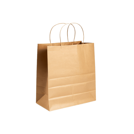 14"x10"x15 3/4" Natural Kraft Paper Customizable Shopping Bag with Handles