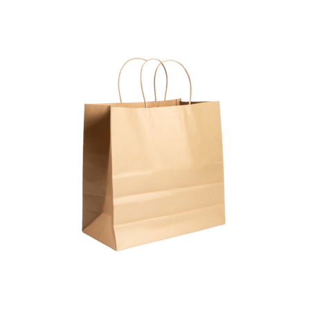 14"x10"x15 3/4" Natural Kraft Paper Customizable Shopping Bag with Handles