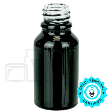 15ml Shiny Black Euro Glass Bottle 18-415(468/case)