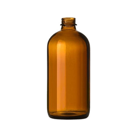 16 oz Amber Boston Round Bottle With 28-400 Neck Finish - (60/Case)