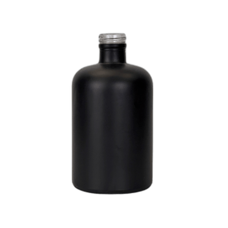16 oz. Black Matte Boston Round Glass Bottle 28-400 Neck Finish