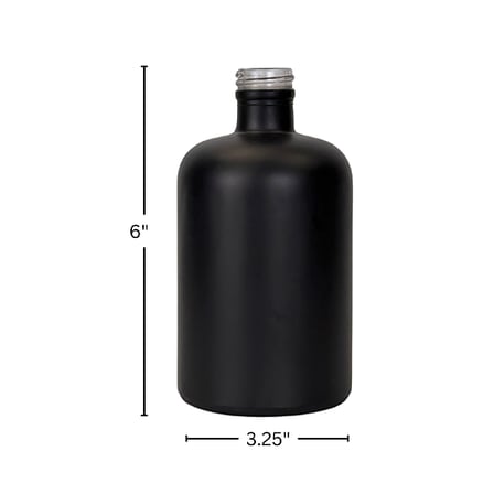 16 oz. Black Matte Boston Round Glass Bottle 28-400 Neck Finish