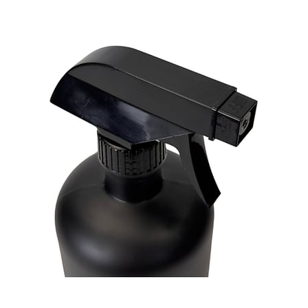 16 oz. Black Matte Boston Round Glass Bottle with Black Trigger Sprayer
