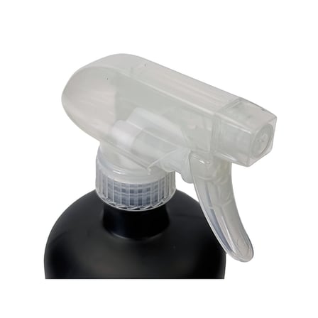 16 oz. Black Matte Boston Round Glass Bottle with Clear Trigger Sprayer