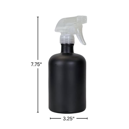 16 oz. Black Matte Boston Round Glass Bottle with Clear Trigger Sprayer