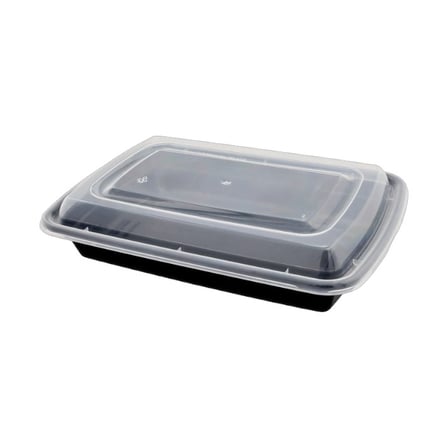 16 Ounces Black Microwavable PP Plastic Rectangular Food Container with Clear Lid.jpg