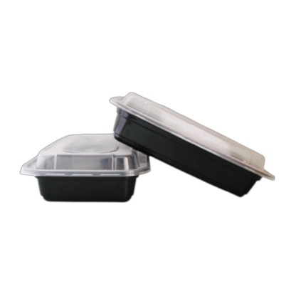 16 Ounces. Black Rectangular Microwavable Plastic Food Container with Lid.jpg
