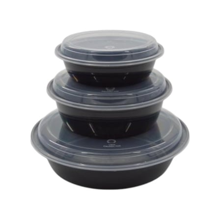 Stackable round plastic food storage containers with lids for meal prep.jpg