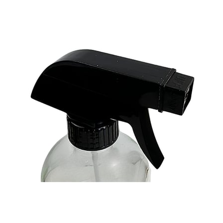 16 oz. Clear Boston Round Glass Bottle with Black Trigger Sprayer 